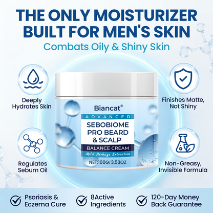 🔥 FLAKE-FREE SKIN IN 7 DAYS Biancat® SeboBiome Pro Beard & Scalp Cream 🌱 Reduces Itch & Flakes — No Greasy Residue!
