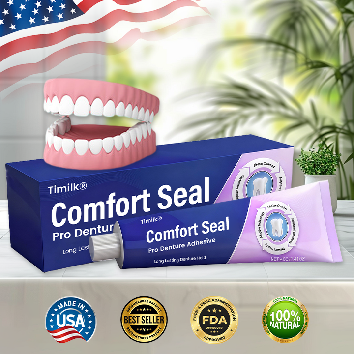 🔥 LIMITED SPECIAL OFFER 🔥 Timilk® Comfort Seal Pro Denture Adhesive⚕️FDA Certified (Clinically Proven 96-   Hour Lock Hold for   Secure, Comfortable &   Zinc-Free Denture Fit)