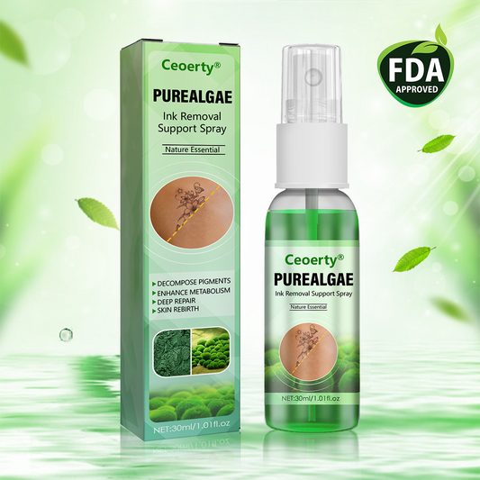 Ceoerty® PureAlgae Ink Removal Support Spray 🌿 — Say Goodbye to Old Tattoo Pigment 💚, Fade Stubborn Ink ✨, Repair & Smooth Treated Skin 💧, Non-Laser ✅, Try It Now! 🔥