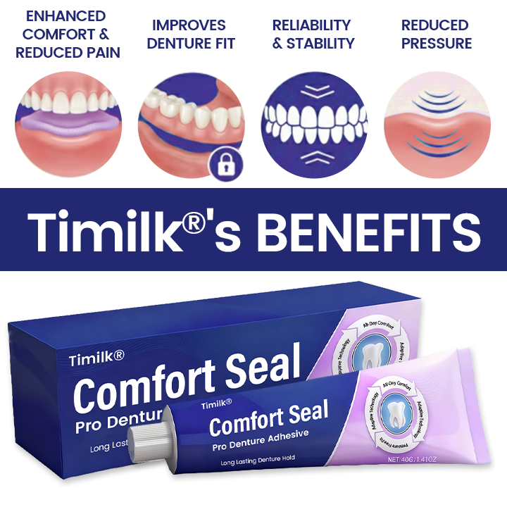 🔥 LIMITED SPECIAL OFFER 🔥 Timilk® Comfort Seal Pro Denture Adhesive⚕️FDA Certified (Clinically Proven 96-   Hour Lock Hold for   Secure, Comfortable &   Zinc-Free Denture Fit)