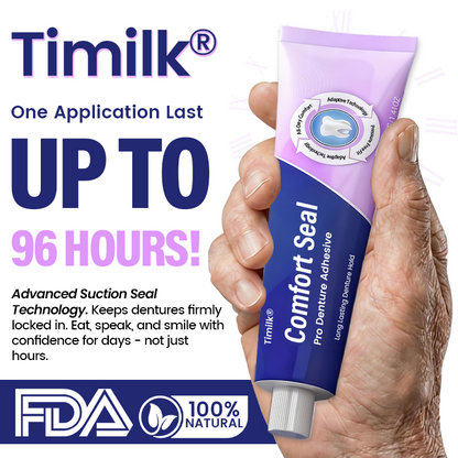 🔥 LIMITED SPECIAL OFFER 🔥 Timilk® Comfort Seal Pro Denture Adhesive⚕️FDA Certified (Clinically Proven 96-   Hour Lock Hold for   Secure, Comfortable &   Zinc-Free Denture Fit)
