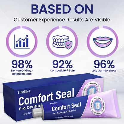 🔥 LIMITED SPECIAL OFFER 🔥 Timilk® Comfort Seal Pro Denture Adhesive⚕️FDA Certified (Clinically Proven 96-   Hour Lock Hold for   Secure, Comfortable &   Zinc-Free Denture Fit)